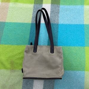 Coach Women’s Beige Canvas & Wine Leather Piping Greenwich Tote Bag